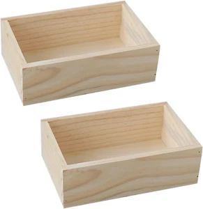 2 Pcs 7.5" × 5" × 2.4" Natural Wooden Succulent Planter Plant Container Box Wind - Picture 1 of 4