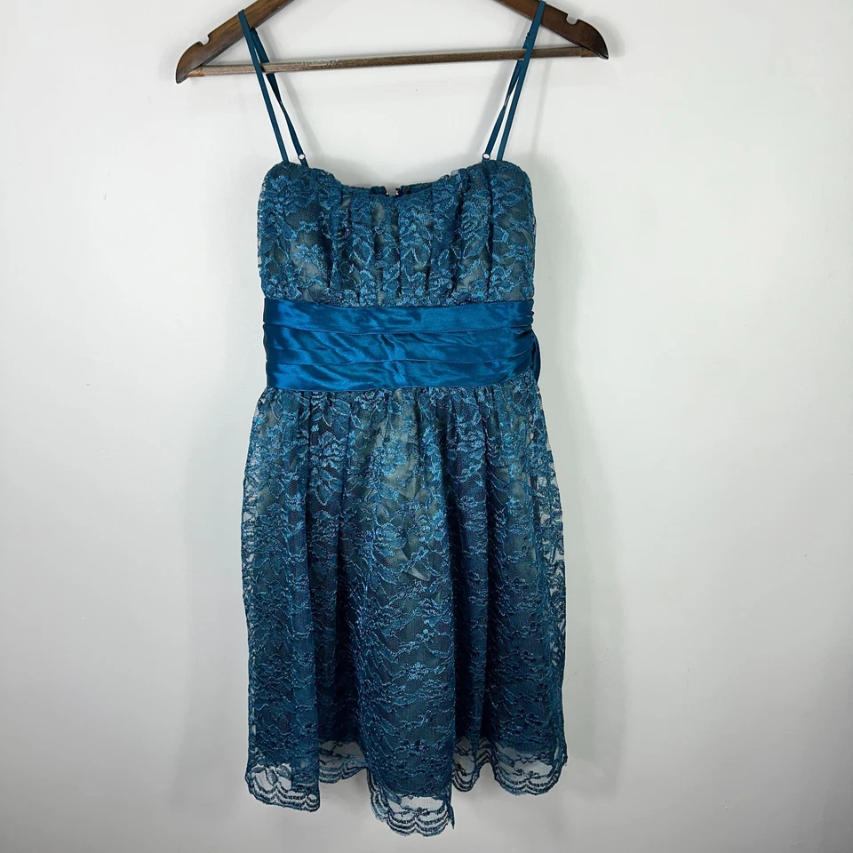 Mini Vestido De Colección Y2K Trixxi Para Mujer 7 Azul Encaje Fiesta Acanalado Coqueta Baile de graduación HOCO Foto 1 de 4