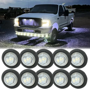 10x 3/4" Round Smoked White LED Truck Side Marker Light For Toyota Tacoma Tundra - Picture 1 of 11