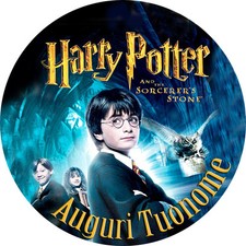 Cialda HARRY POTTER per Decorazione Torta Ostia o Zucchero Personalizzata TONDA