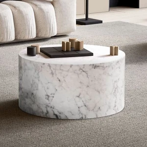 Couchtisch FineBuy Sofatisch MONOBLOC Weiß Marmor Optik 60x60 cm Wohnzimmertisch - Imagen 1 de 7
