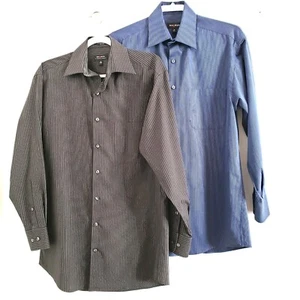 Axcess 2 Shirts 1 Black Striped 1 Blue Striped Cotton Button Shirt 15-32/33 - Picture 1 of 7