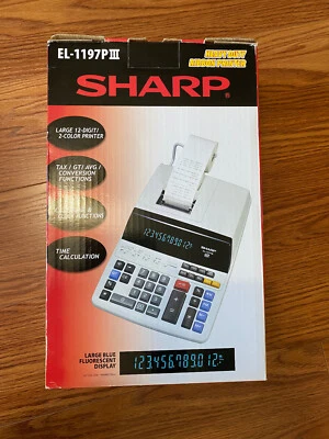 Sharp EL1197PIII Two-Color Printing Desktop Calculator Black/Red Print 4.5 Lines - Image 1 of 4