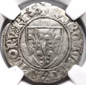 Charles VI France Silver Blanc Guenar 1380-1422 NGC VF35 Saint Joan of Arc Era - Picture 1 of 18