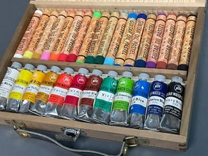 Guitar Combination Set Pastel Water And Oil Color Vintages Hardly Used! - Picture 1 of 12