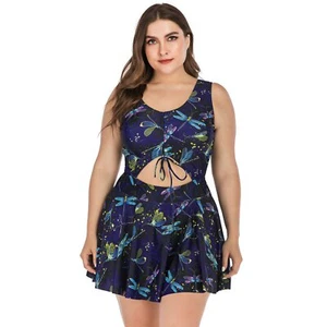 Women's Plus Size Tankini Swimdress Swimsuit Floral Rainbow Swim Skirt Swimwear - Picture 1 of 15