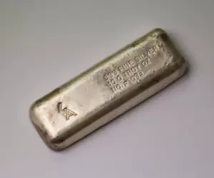 Golden Analytical Colorado GA 10 Oz .999 Vintage getönter Silberbarren Laib - Bild 1 von 5