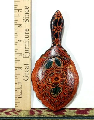 1 - Espejo de mano pequeño de madera Batik nuevo - 7" x 3" - hecho a mano y pintado a mano.  Foto 1 de 3