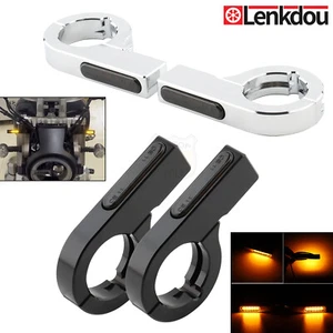 Luces indicadoras LED ámbar para horquilla delantera CNC de 31 mm-58 mm para Harley Honda - Imagen 1 de 30