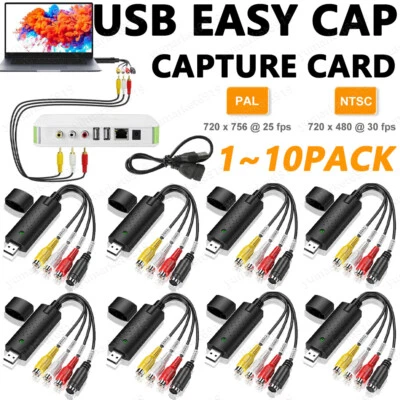 Lot USB Audio Video VHS to DVD VCR PC HDD Converter Adapter Digital Capture Card - Image 1 of 4
