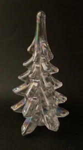 Vintage Art Glass Christmas Tree Iridescent Clear Glass 6" Tall - Picture 1 of 4