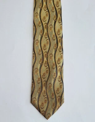 Corbata para el cuello Farentino Ferre pura seda oro plata estampado geométrico hecha a mano para hombre Foto 1 de 4