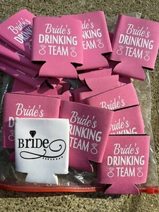 Brides Maids Gifts Bride’s Drinking Team Pack Of 22 Wedding Koozies Pink 1 White - Picture 1 of 6