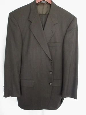 Jeffrey Banks Mens Suit 46L 40x27 Brown 100% Wool - Image 1 of 4