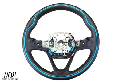 Volante de couro marrom e azul BMW I12 I15 i8 TERRA 2014 - 2020 FABRICANTE DE EQUIPAMENTO ORIGINAL 6858707 - Imagem 1 de 4