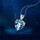 Heart Aqua Ocean Pendant 925 Sterling Silver Chain Necklace Womens Jewellery New