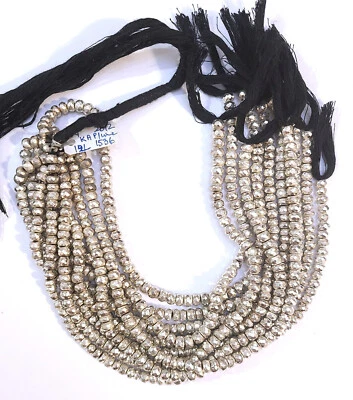 10 hebras de cuentas rondelle de pirita facetadas plateadas de 5,5-6 mm hebras de 10" Foto 1 de 4