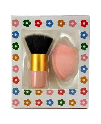 Nuevo Cepillo Kabuki 3" Y Esponja 2.5" 2 Piezas Set de Regalo en Caja Foto 1 de 2