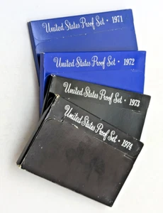 Lot of 4 US Proof Set Coins 1971 - 1974 Original Box Great for Collectors - Picture 1 of 3