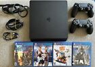 Sony PlayStation 4 Slim 1TB Console - Black with 2 controllers, Cables + 4 Games