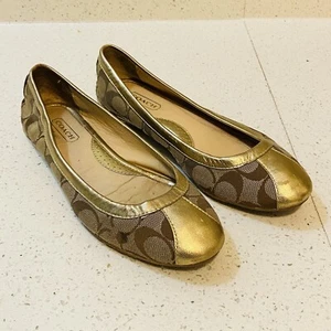 Coach Signature Janey F2070 Ballet Flats Women's Size 7M Leather Patchwork Shoes - Picture 1 of 18