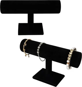 T-Bar Jewellery Stand (2 Pack) Black Velvet Bangles/Necklaces/Bracelet Holder - Picture 1 of 7