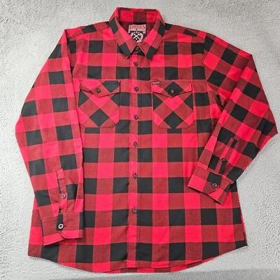 Dixxon Shirt Mens 2X Red Black Plaid Button Up Redrum Flannel Buffalo Lumberjack - Image 1 of 4
