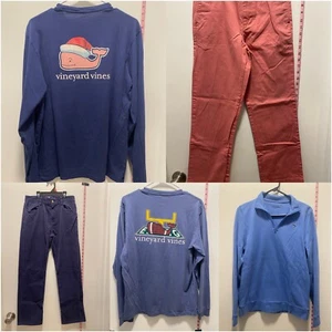 Vineyard Vines Boys Bundle Sizes 14 Pants XL Pullover And Men’s Small Tees VGUC - Picture 1 of 17