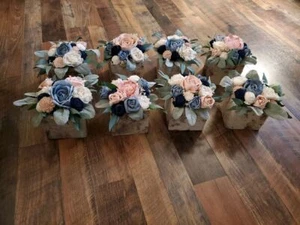 8PC Dusty Blue Pink Navy Sola Box Centerpiece Sola Wood Wedding Table Flowers - Picture 1 of 4