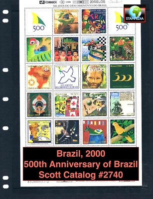 $24.00 Scott Value - 2001 BRAZIL 500 Years s/s Discovery CV MNH NH UMM - Image 1 of 4