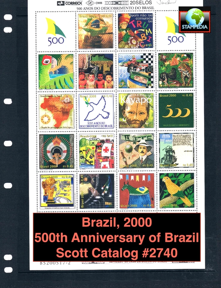 $24.00 Scott Value - 2001 BRAZIL 500 Years s/s Discovery CV MNH NH UMM - Image 1 of 4