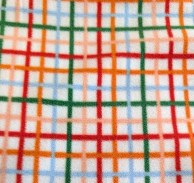 Tela polar antipíldora plus PICNIC GRID CHECK rojo naranja azul sobre blanco 59" W por comprar Foto 1 de 4