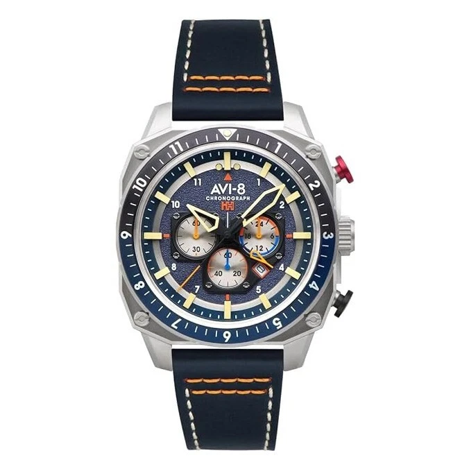 AVI-8 Unisex Blue Dial Leather Band Chronograph Quartz Watch - AV-4100-02 - Image 1 of 4