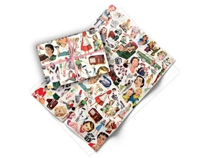 Paquete de 9 hojas plegadas envoltura de regalo retro de 20"x28" para arte publicitario de amas de casa de los años 50 - Imagen 1 de 6