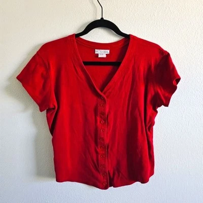 Vintage Anchor Blue Red Short Sleeve Button Down Top size XLarge - Image 1 of 4