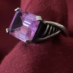 Vintage Hand Made Pink Sapphire Sterling Silver Ring Asymmetrical Size 5.75 - Picture 1 of 6