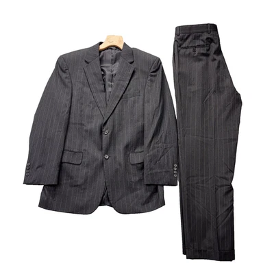 Jos A Bank Suit Mens 39R Charcoal Pinstripe 100% Wool 2 Button Signature Gordon - Image 1 of 4