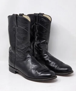 Stivali da cowboy Justin neri in pelle con corda pull on donna 7,5 stile B L3703 made USA - Foto 1 di 15