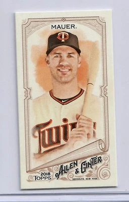 2018 Topps Allen & Ginter #306 Joe Mauer Mini A & G Back SP Twins - Image 1 of 2
