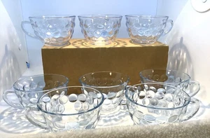 8 ANCHOR HOCKING BLUE BUBBLE CUPS 1942-48 5 ounces COFFEE TEA - Picture 1 of 5