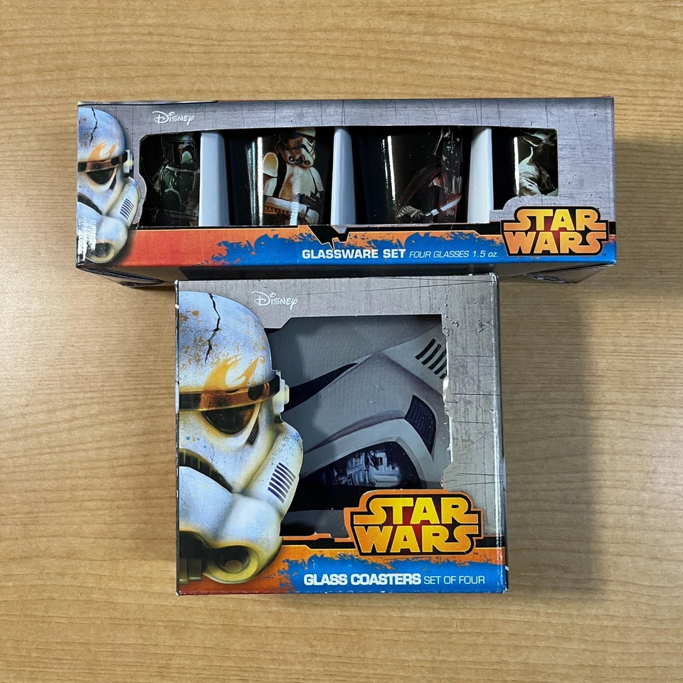 Juego de 4 vasos de chupito y posavasos de cristalería Disney Star Wars de 1,5 oz Foto 1 de 1