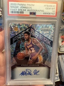 2020-21 Panini Prizm Magic Johnson Fast Break Silver Disco Prizm Auto PSA 10 - Picture 1 of 2