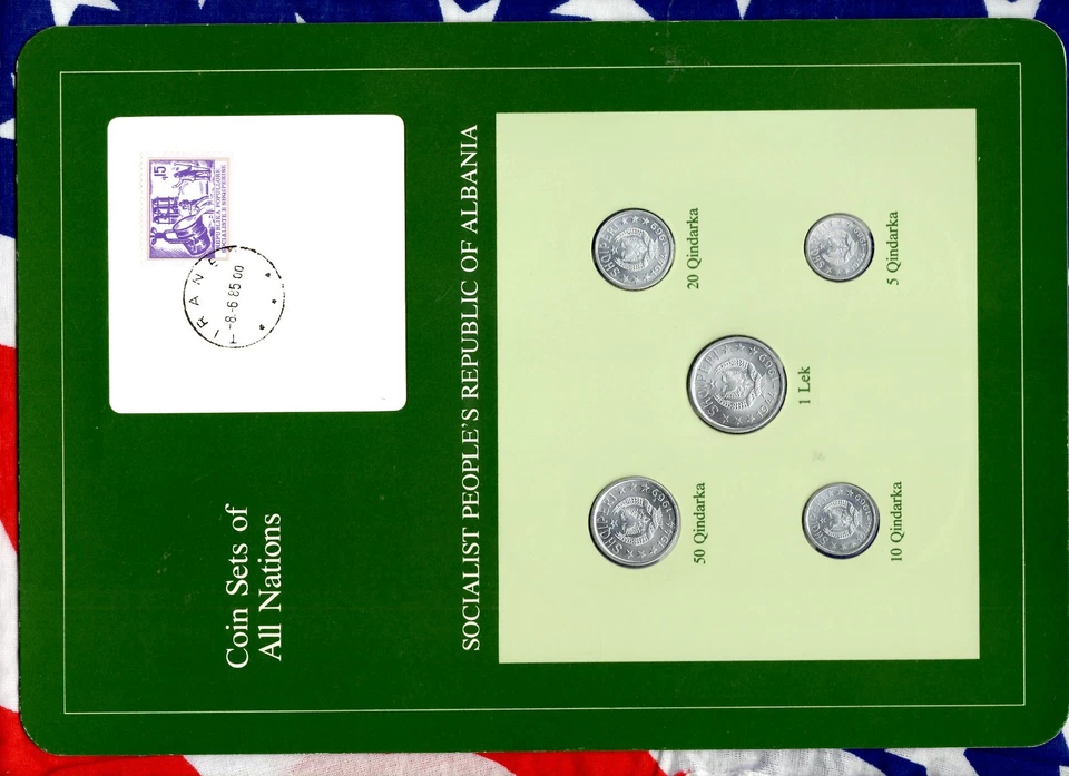 Coin Sets of All Nations Albania UNC 1 lek, 50, 20, 10, 5 Qindarka 1969 - Image 1 of 2