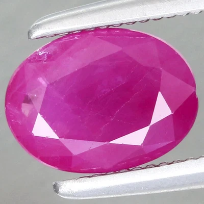 1.18ct t.w 7.1x5.3mm Oval Natural Red Pink Ruby, Africa-Heated Glass Filling - Image 1 of 4