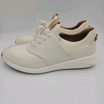 CLARKS UNSTRUCTURED SNEAKERS LEATHER LACE-UP CASUAL SHOES WOMEN SIZE 8.5 M White - Image 1 of 4