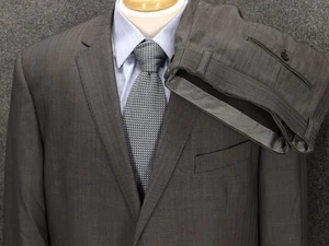 Tiglio Luxe Suit 48R Pants 44x28.5 Gray Harringbone Super 150 Wool Biella Italy - Picture 1 of 20