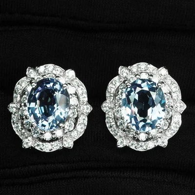 Pendientes de oro blanco de plata de ley 925 de 6,70 quilates de alejandrita con cambio de color místico Foto 1 de 4