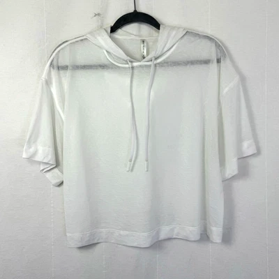 Athleta Vapor Hooded Tee Women's Size S Bright White Short Sleeve Crop Pullover - Image 1 of 4