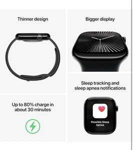 Apple Watch Series 10 - 42mm GPS & Cellular - Titanium w/ Stone Grey Sport Band - Photo 1 sur 14