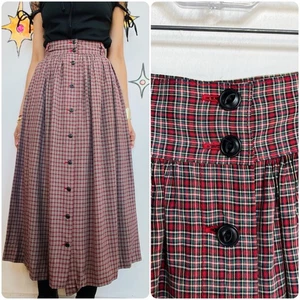 Falda Midi Vintage Años 80 Banana Republic Cuadros Estilo Boho Grunge Academia - Pequeña - Imagen 1 de 8